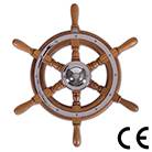 Stuurwiel  teak/ Verchroomd