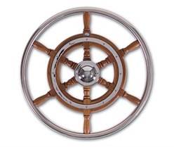 Stuurwiel Teak/Verchroomd